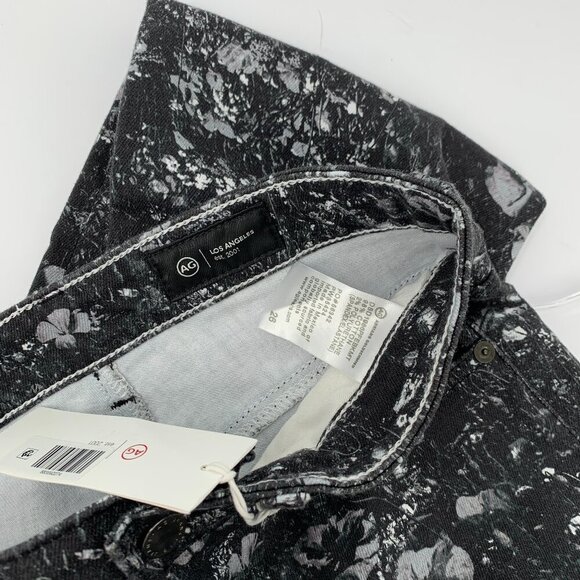AG Adriano Goldschmied Alexxis Cropped jeans black floral straight leg new 26 - Picture 6 of 6